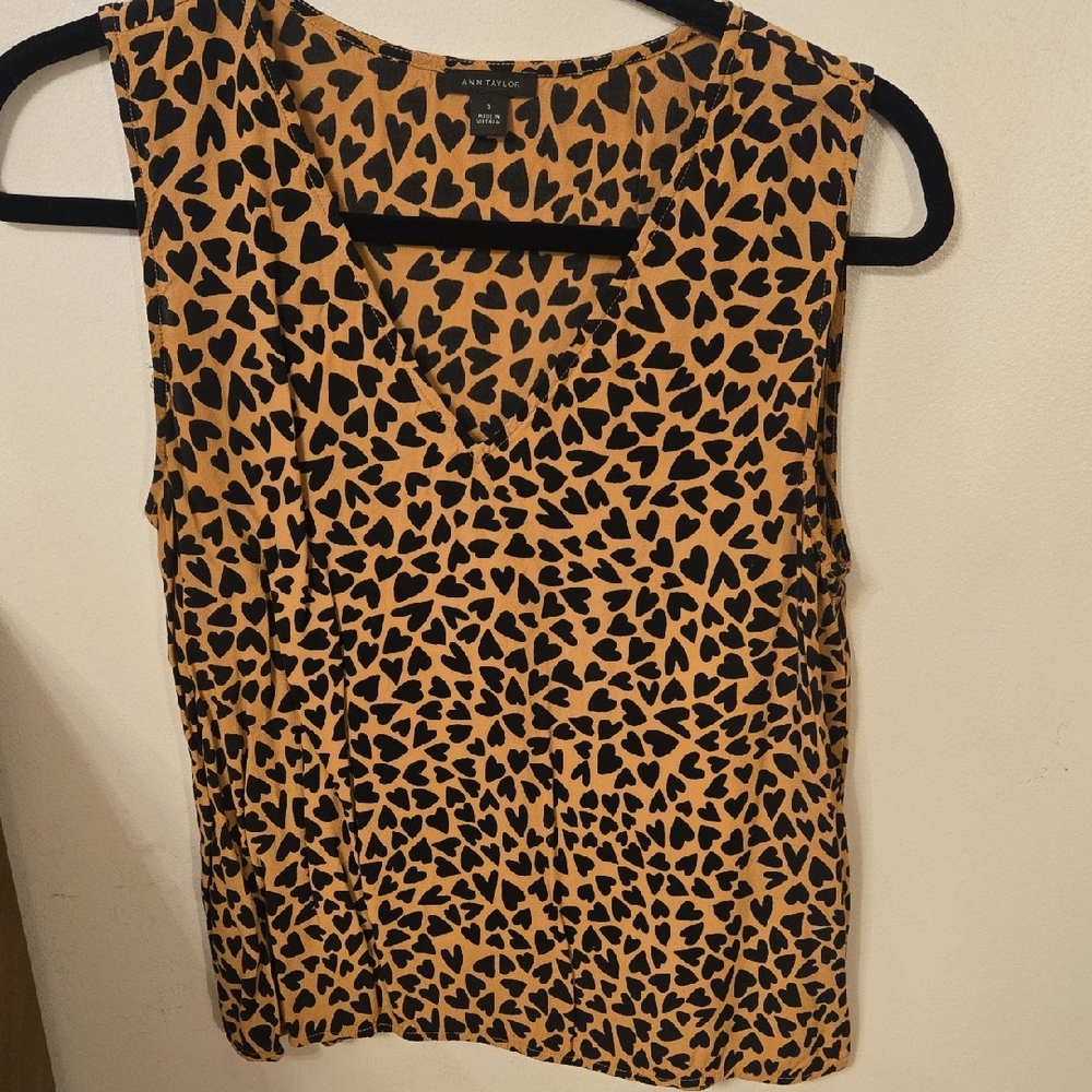 Ann Taylor Women's Sleeveless Leopard Print Top - Black and Brown